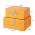 Orange & Gold Faux Leather Boxes Set of 2